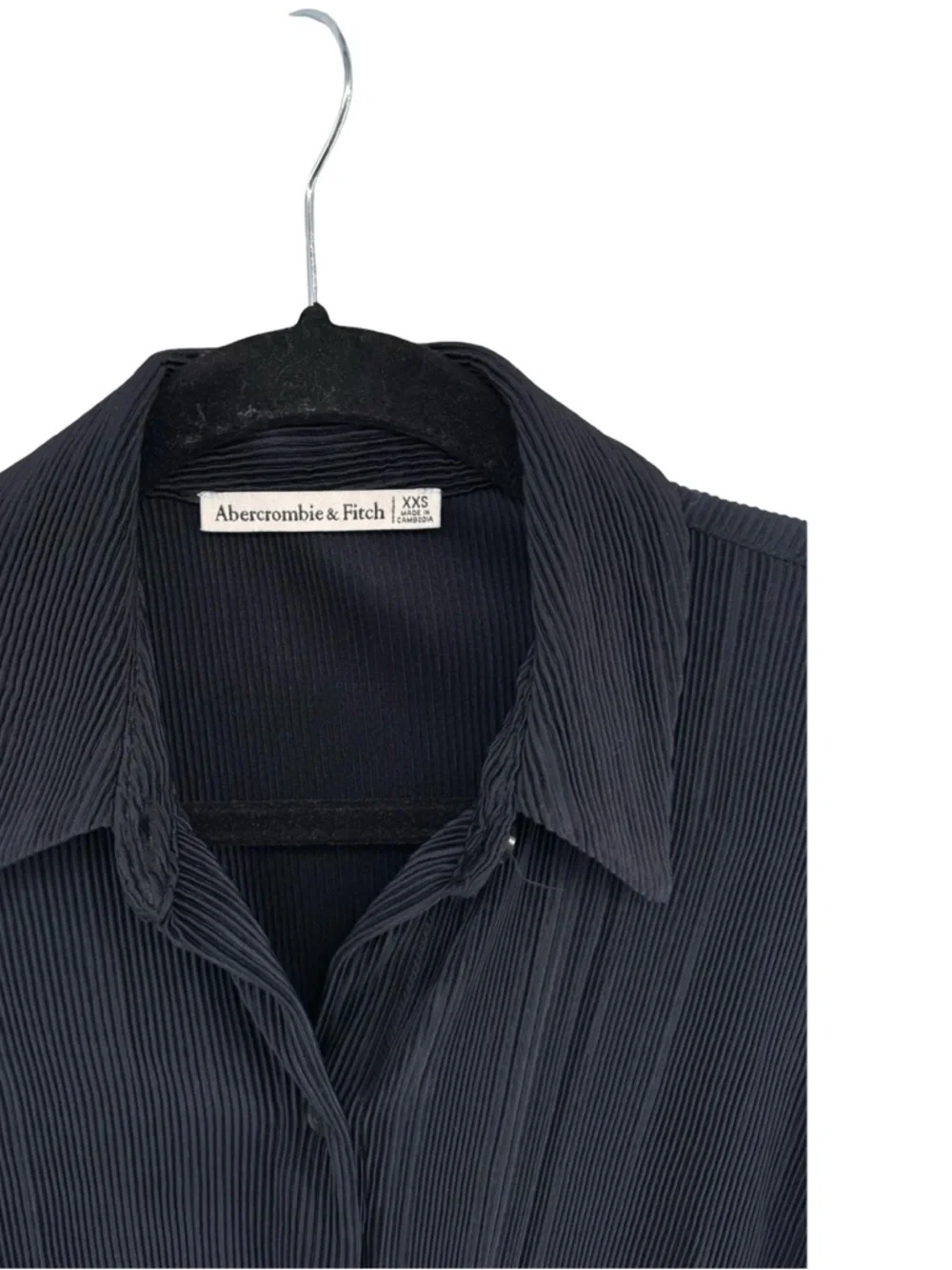 Abercrombie & Fitch Black Ribbed Button-Up Shirt